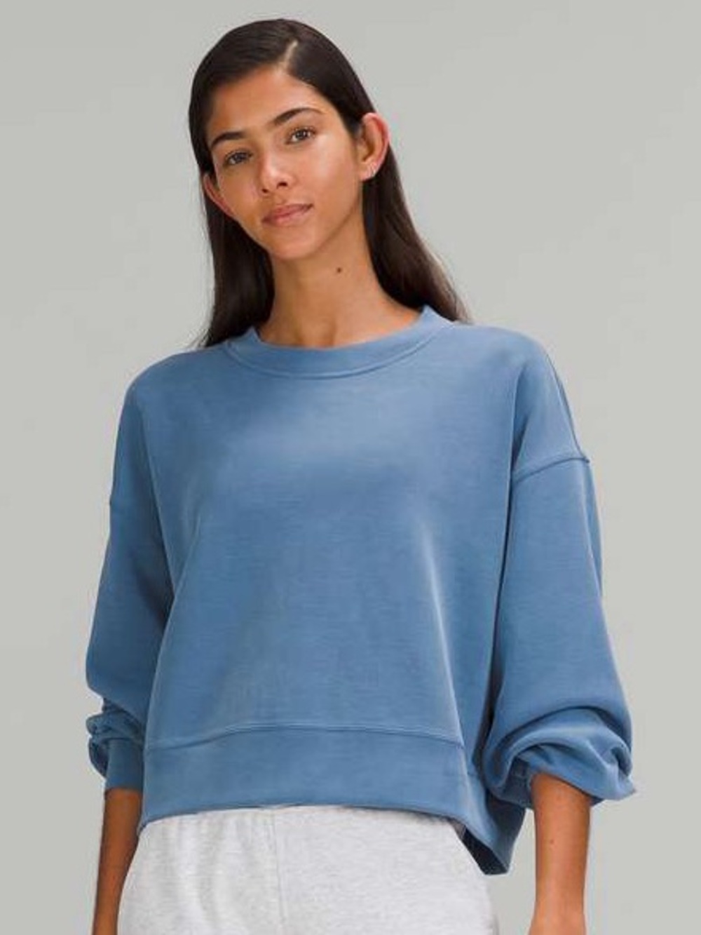 Lululemon Perfectly Oversized Cropped Crew *Softstreme Soft Denim Sz 12
